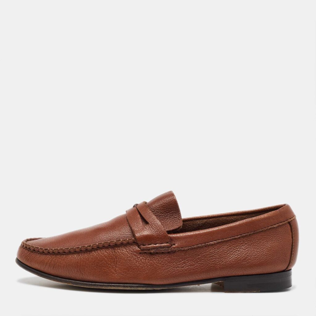Ermenegildo Zegna Brown Leather Slip On Loafers Size 41 Ermenegildo Zegna Brown Leather Slip On Loafers Size 41