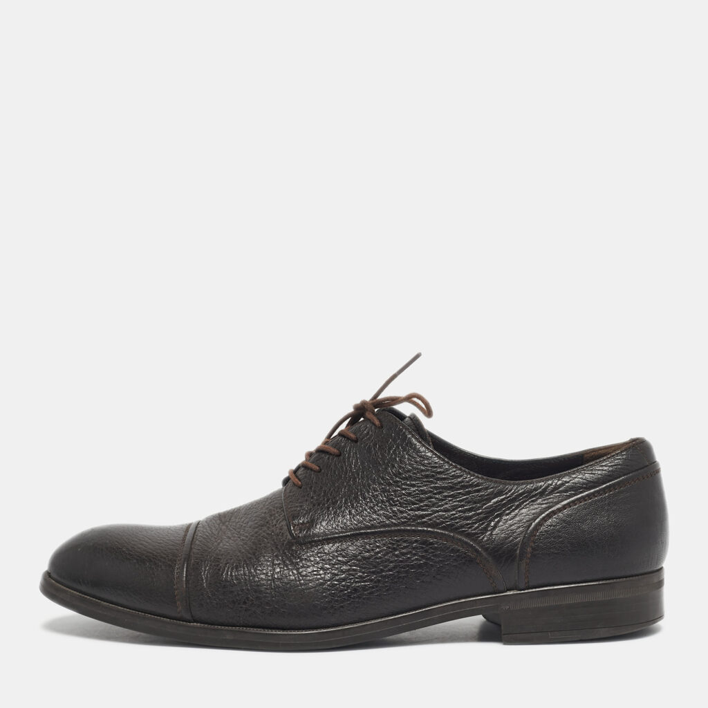 Ermenegildo Zegna Brown Leather Lace Up Derby Size 44 Ermenegildo Zegna Brown Leather Lace Up Derby Size 44