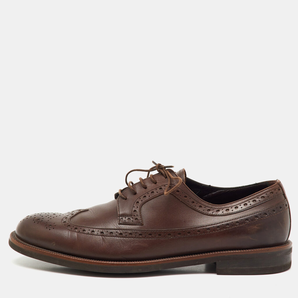 Ermenegildo Zegna Dark Brown Leather Brogue Wingtip Lace Up Derby Size 42 Ermenegildo Zegna Dark Brown Leather Brogue Wingtip Lace Up Derby Size 42