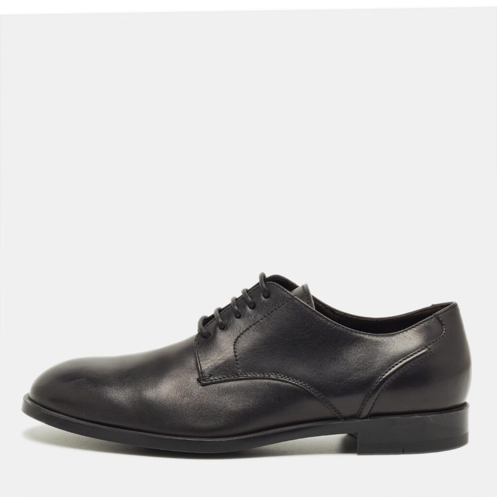 Ermenegildo Zegna Black Leather Lace Up Derby Size 42