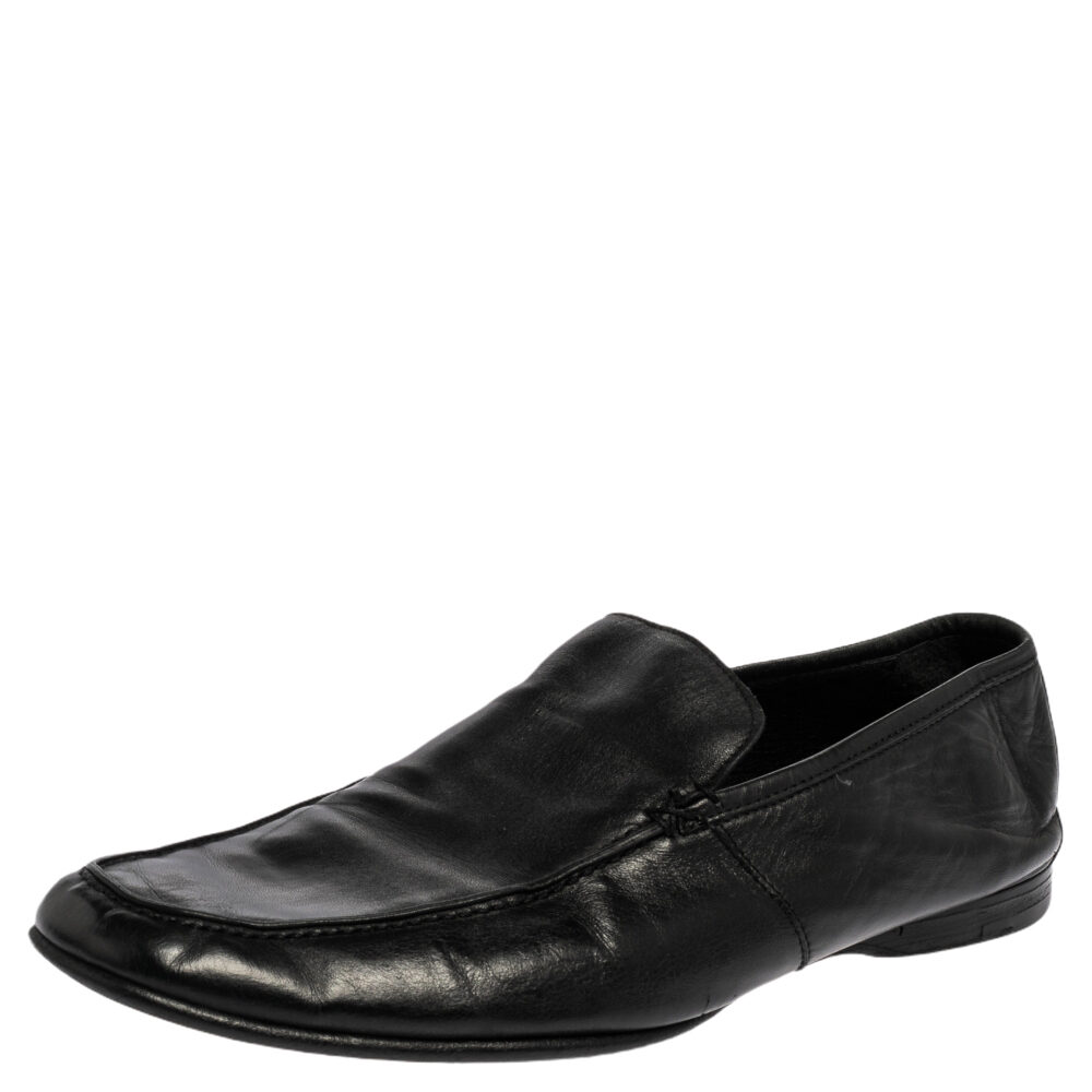 Ermenegildo Zegna Black Leather Slip On Loafers Size 43.5 Ermenegildo Zegna Black Leather Slip On Loafers Size 43.5