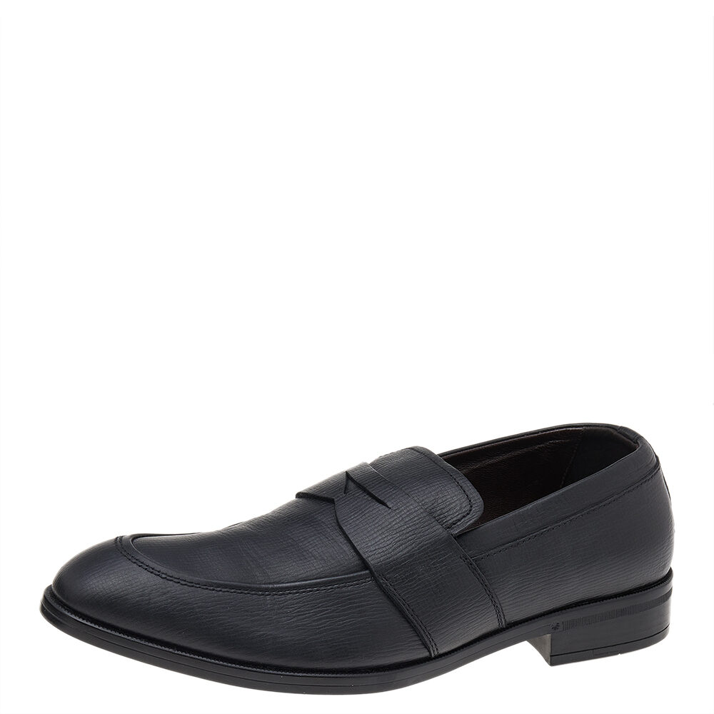 Ermenegildo Zegna Black Leather Slip on Loafers Size 41 Ermenegildo Zegna Black Leather Slip on Loafers Size 41