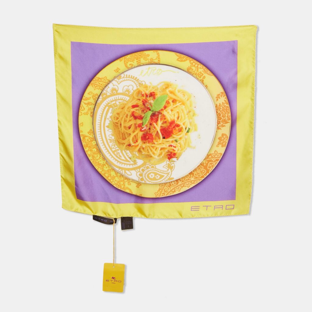 Etro Yellow/Purple Printed Silk Pocket Square Etro Yellow/Purple Printed Silk Pocket Square