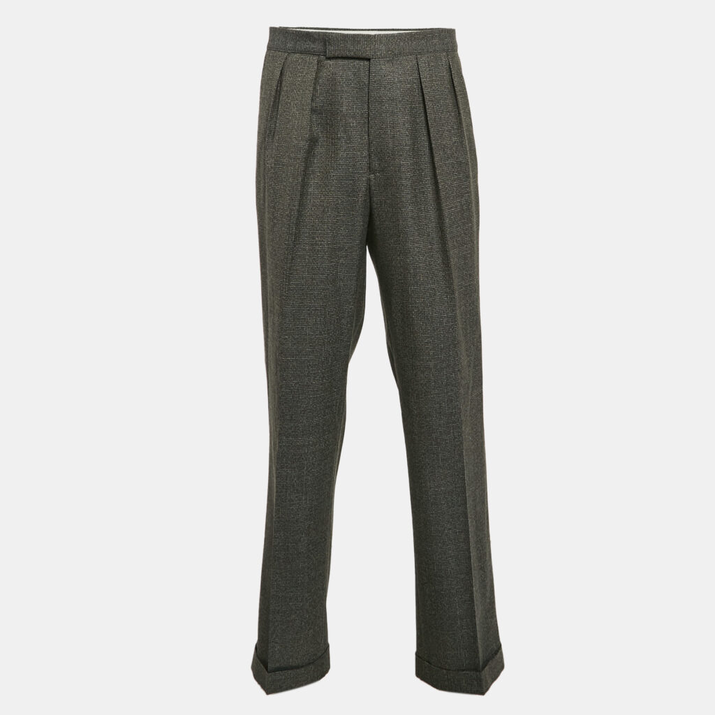 Etro Grey Patterned Wool Pleated Formal Trousers XXL Etro Grey Patterned Wool Pleated Formal Trousers XXL