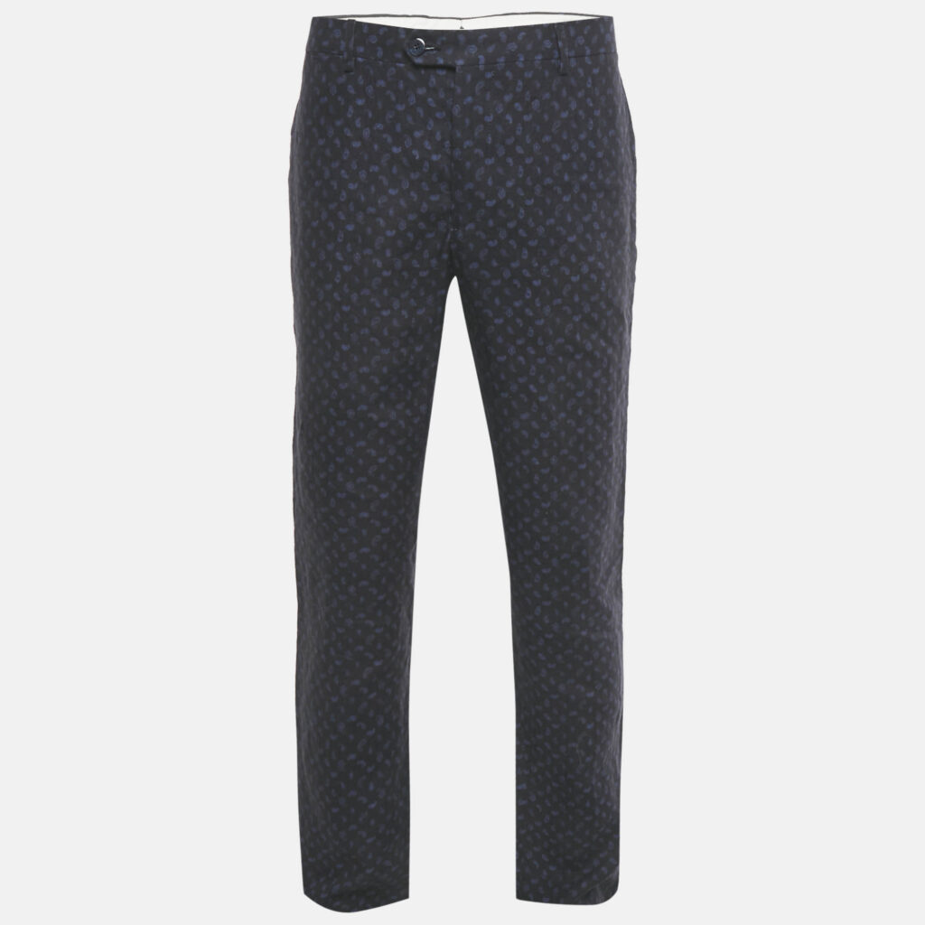 Etro Blue Paisley Prints Linen Trousers XXL Etro Blue Paisley Prints Linen Trousers XXL