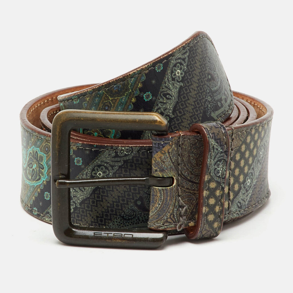 Etro Multicolor Printed Leather Buckle Belt 105CM Etro Multicolor Printed Leather Buckle Belt 105CM