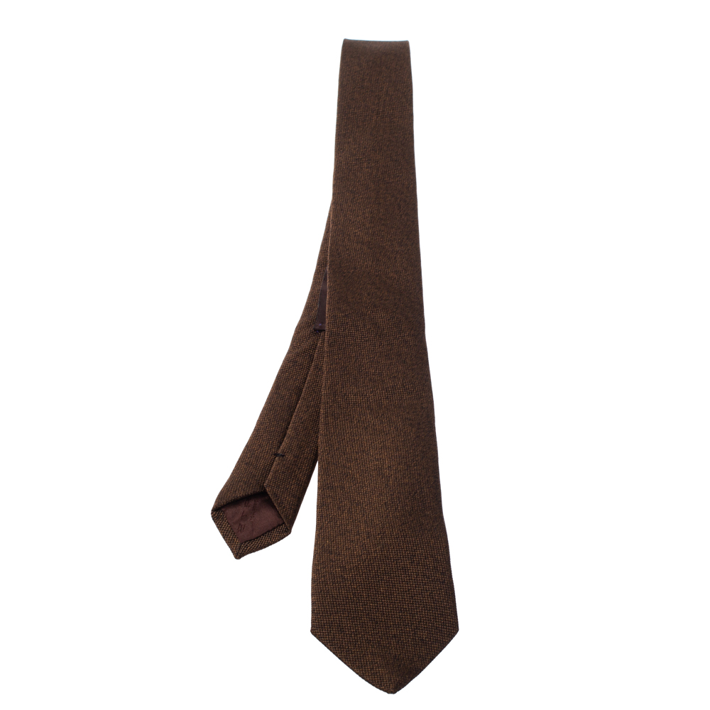 Etro Brown Cotton Silk Narrow Tie Etro Brown Cotton Silk Narrow Tie