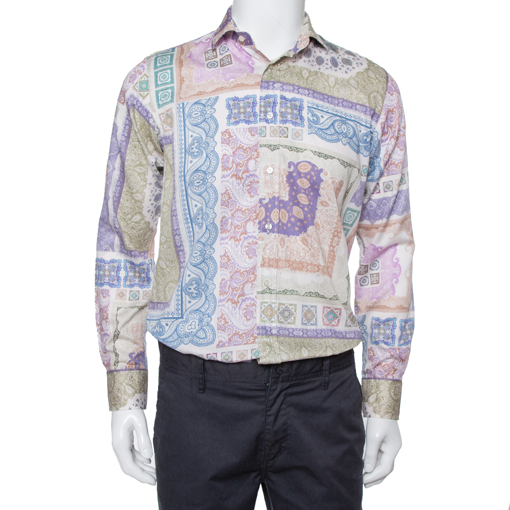 Etro Multicolor Paisley Printed Cotton Button Front Shirt L