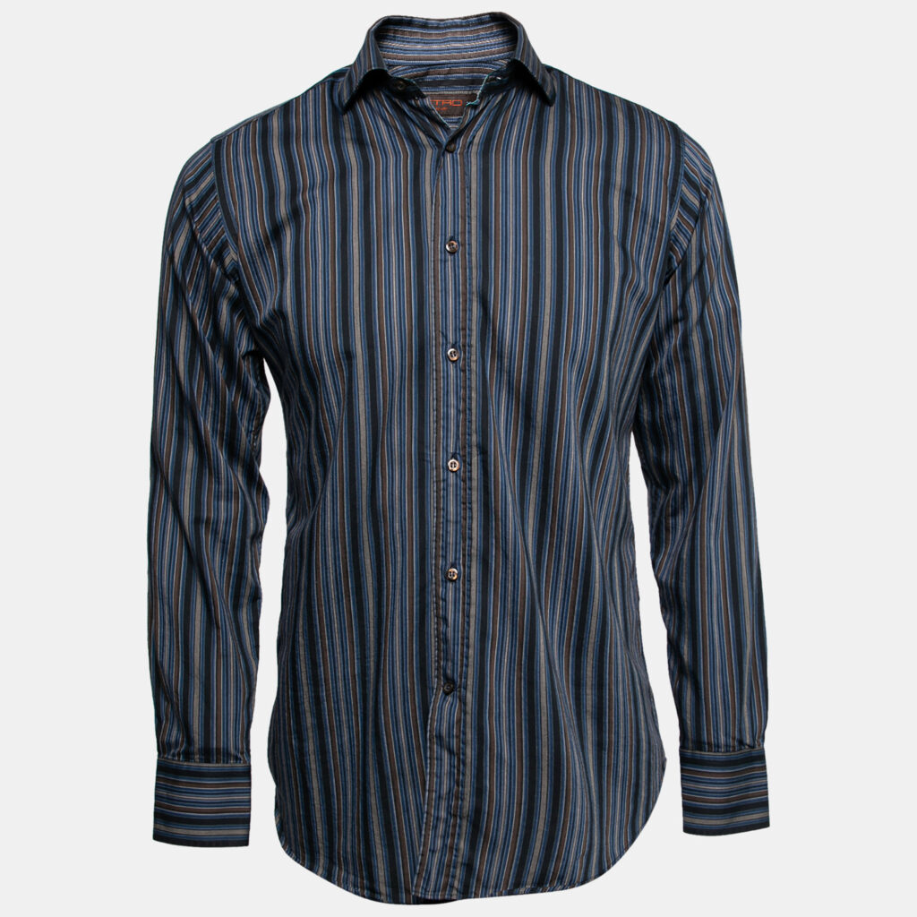 Etro Blue Striped Cotton Button Front Shirt S Etro Blue Striped Cotton Button Front Shirt S