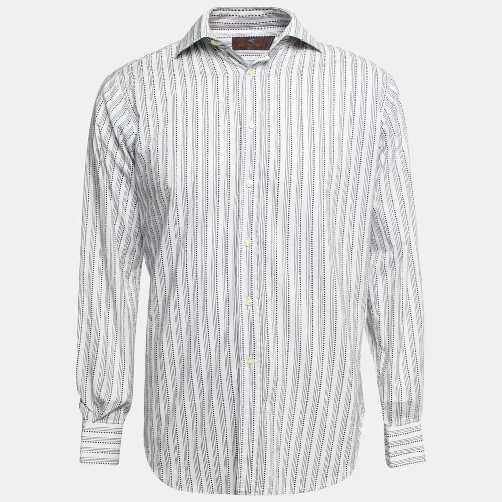 Etro Off White Prinred Cotton Button Front Shirt M Etro Off White Prinred Cotton Button Front Shirt M