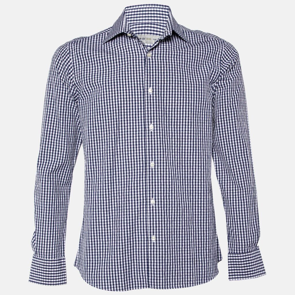 Etro Blue Checked Cotton Classic Shirt S Etro Blue Checked Cotton Classic Shirt S