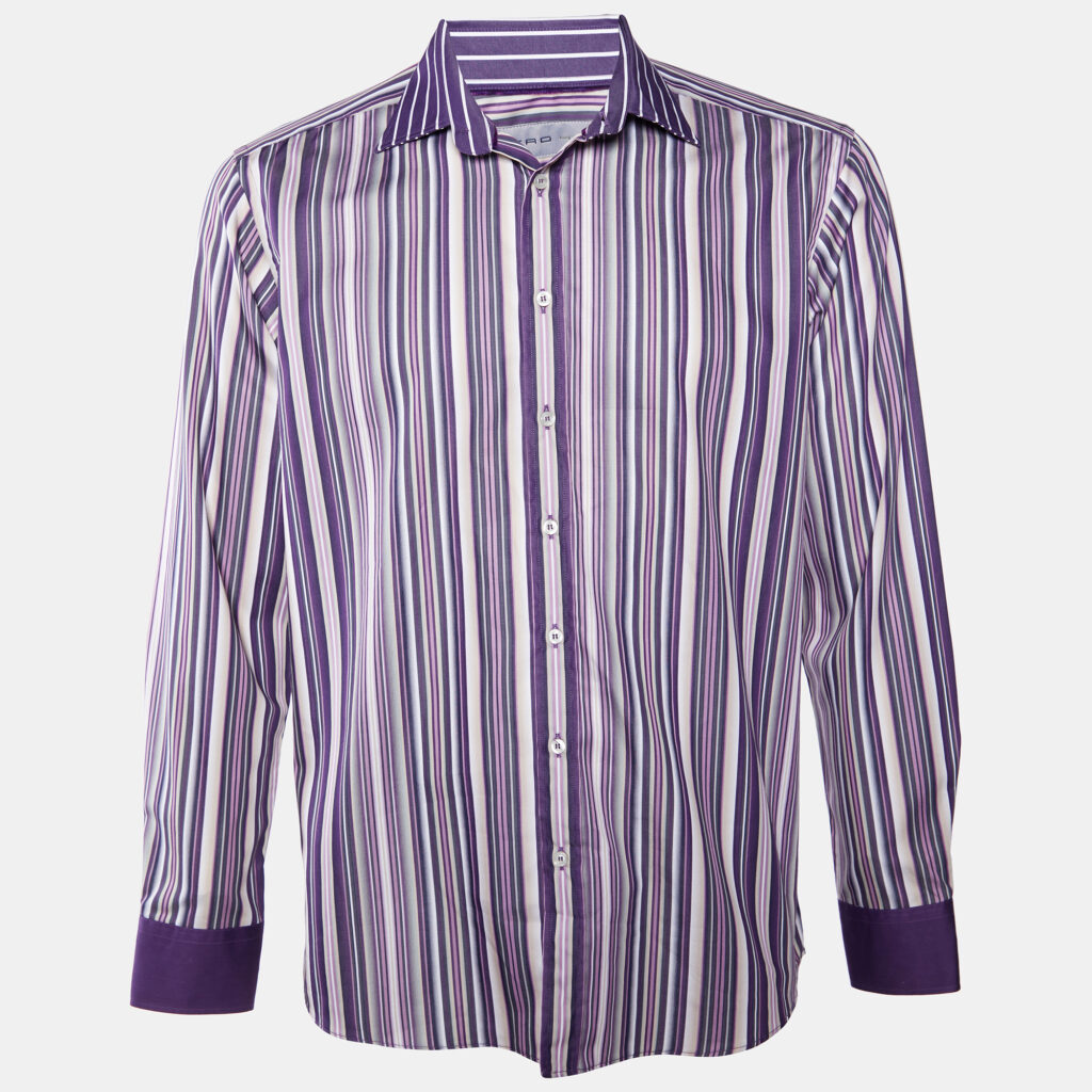 Etro Purple Striped Cotton Button Front Shirt L Etro Purple Striped Cotton Button Front Shirt L