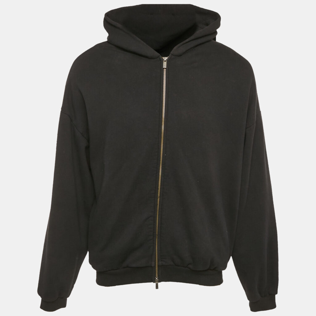 Fear of God Essentials Black Embroidered Cotton Zip-Up Sweatshirt XL Fear of God Essentials Black Embroidered Cotton Zip-Up Sweatshirt XL
