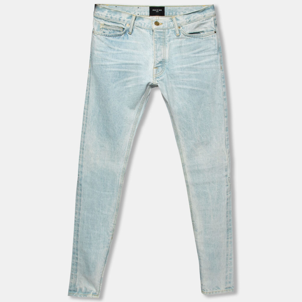 Fear of God Blue Distressed Denim Zipped Hem Slim Fit Jeans M Fear of God Blue Distressed Denim Zipped Hem Slim Fit Jeans M