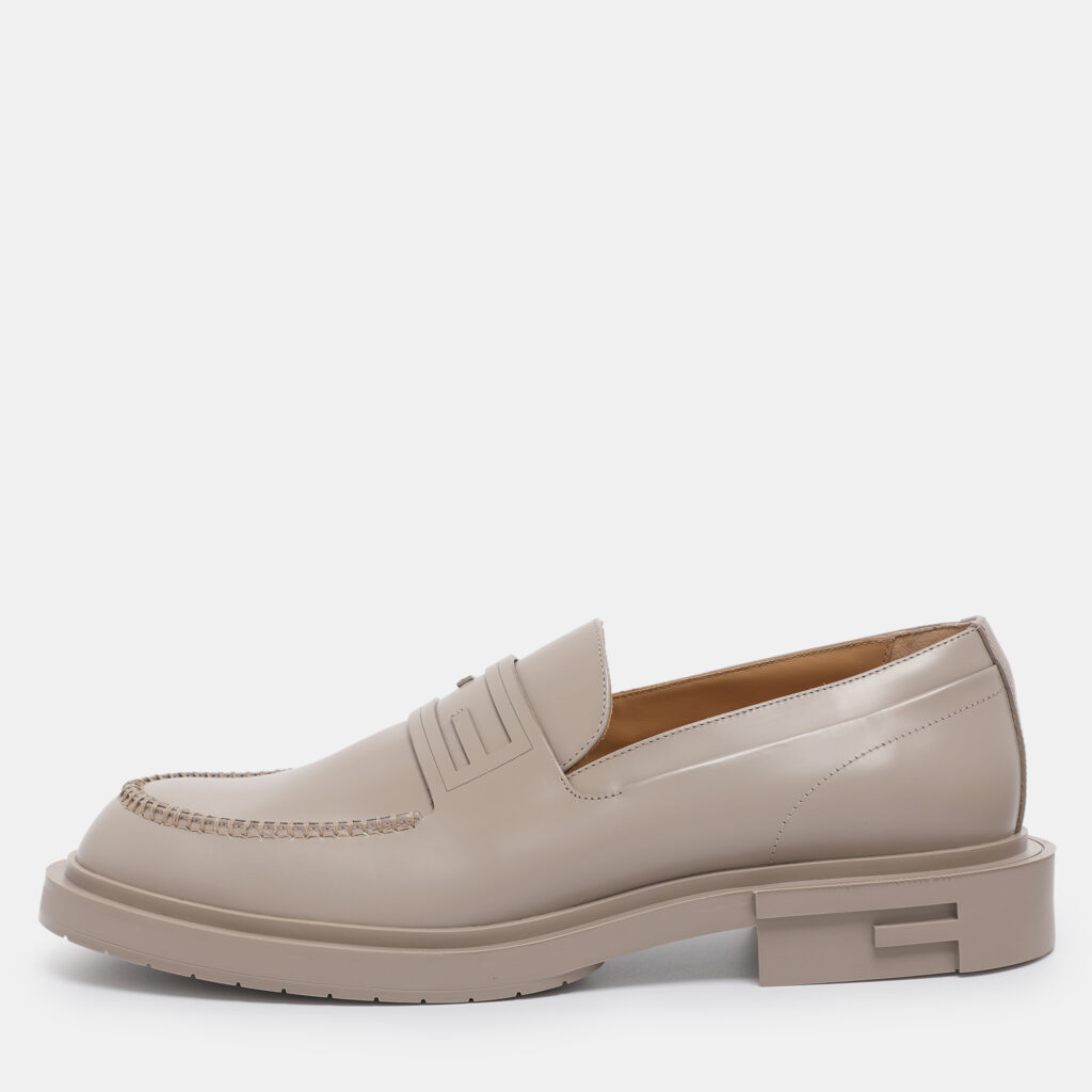 Fendi Grey Leather Frame Slip On Loafers 44 Fendi Grey Leather Frame Slip On Loafers 44