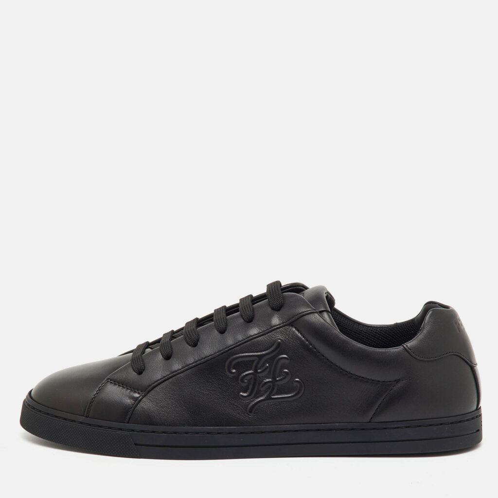 Fendi Black Leather Motif Low Top Sneakers Size 42.5 Fendi Black Leather Motif Low Top Sneakers Size 42.5