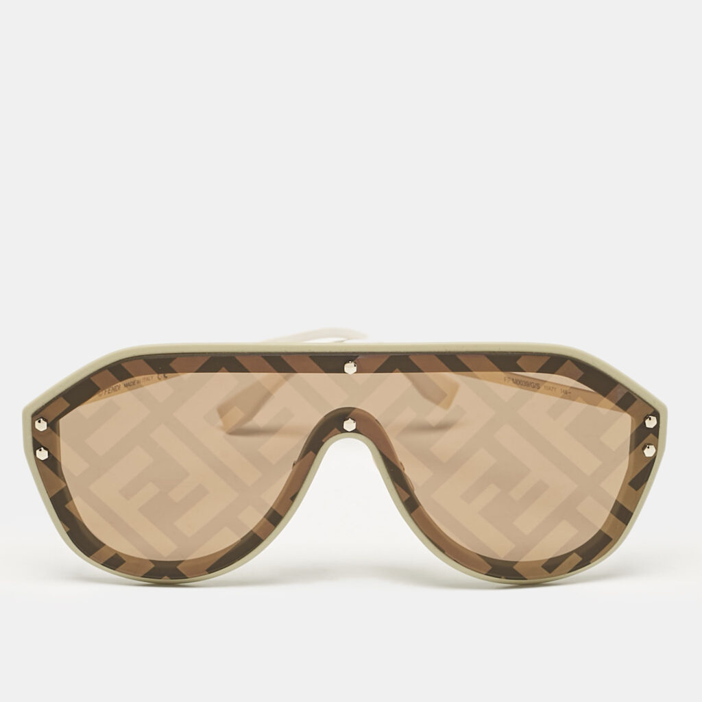Fendi Brown/White Zucca FF M0039/S Fabulous Shield Sunglasses Fendi Brown/White Zucca FF M0039/S Fabulous Shield Sunglasses