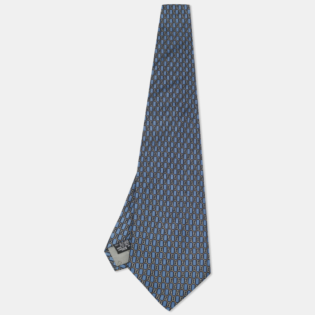 Fendi Blue Printed Silk Traditional Tie Fendi Blue Printed Silk Traditional Tie