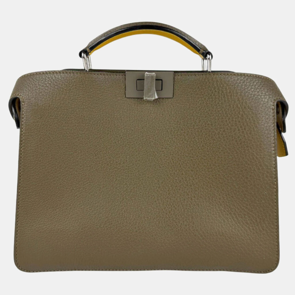 Fendi Peekaboo ISeeU Khaki/Yellow Leather Shoulder Bag Fendi Peekaboo ISeeU Khaki/Yellow Leather Shoulder Bag