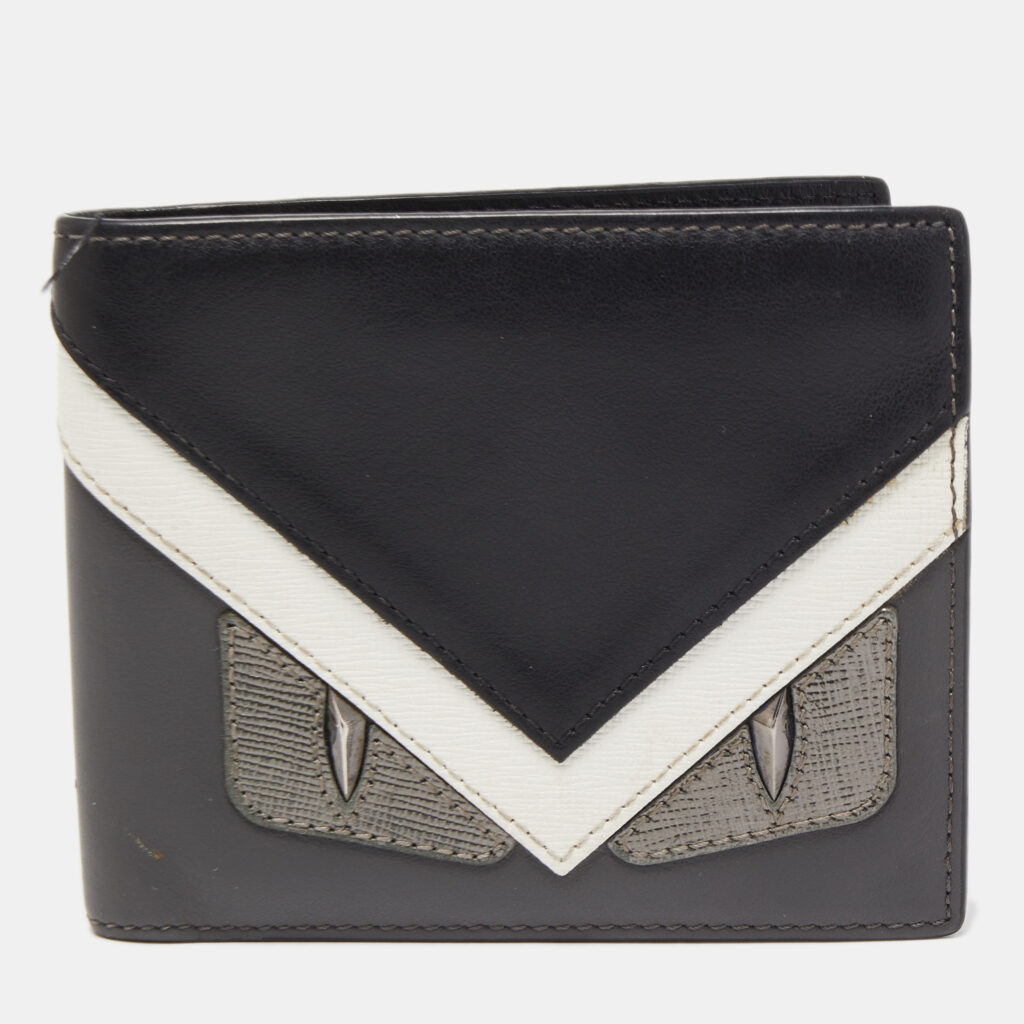 Fendi Tri Color Leather Bag Bugs Eyes Bifold Wallet Fendi Tri Color Leather Bag Bugs Eyes Bifold Wallet