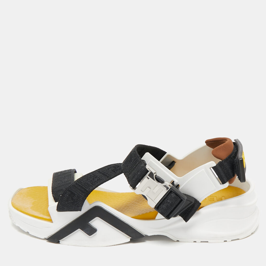Fendi Multicolor Canvas and Rubber Flow Flat Sandals Size 41 Fendi Multicolor Canvas and Rubber Flow Flat Sandals Size 41