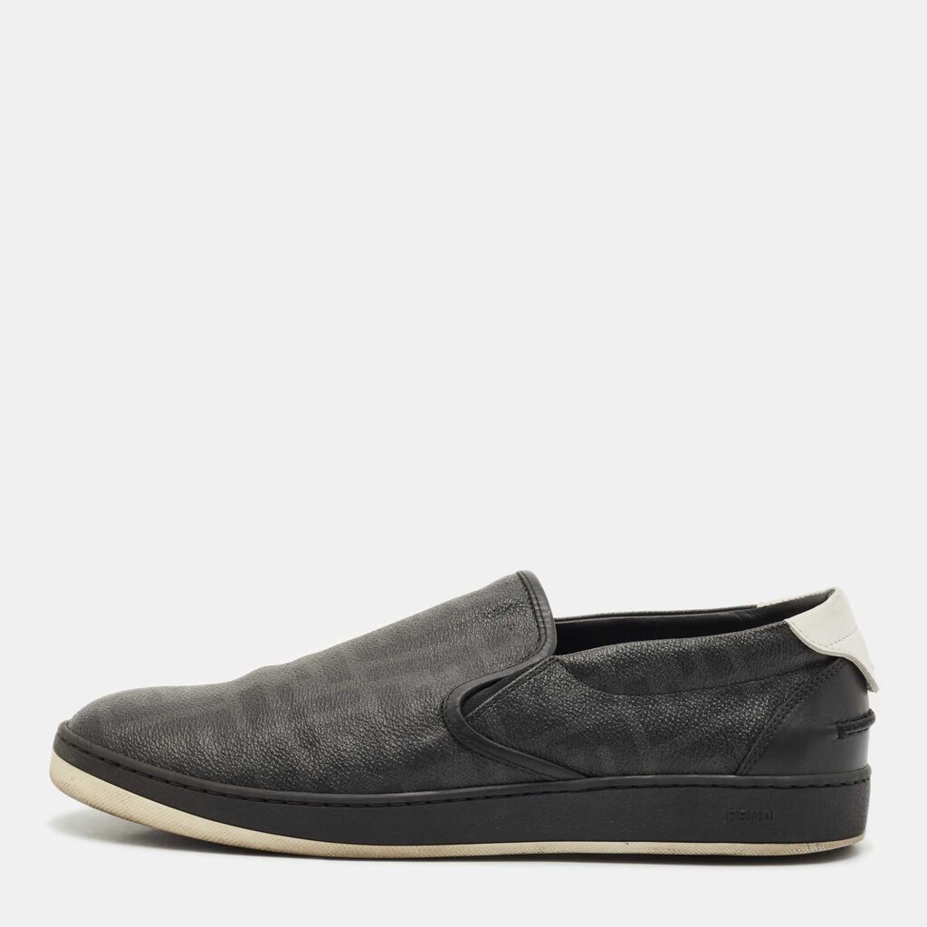 Fendi Black Zucca Coated Canvas and Leather Slip On Sneakers Size 42 Fendi Black Zucca Coated Canvas and Leather Slip On Sneakers Size 42
