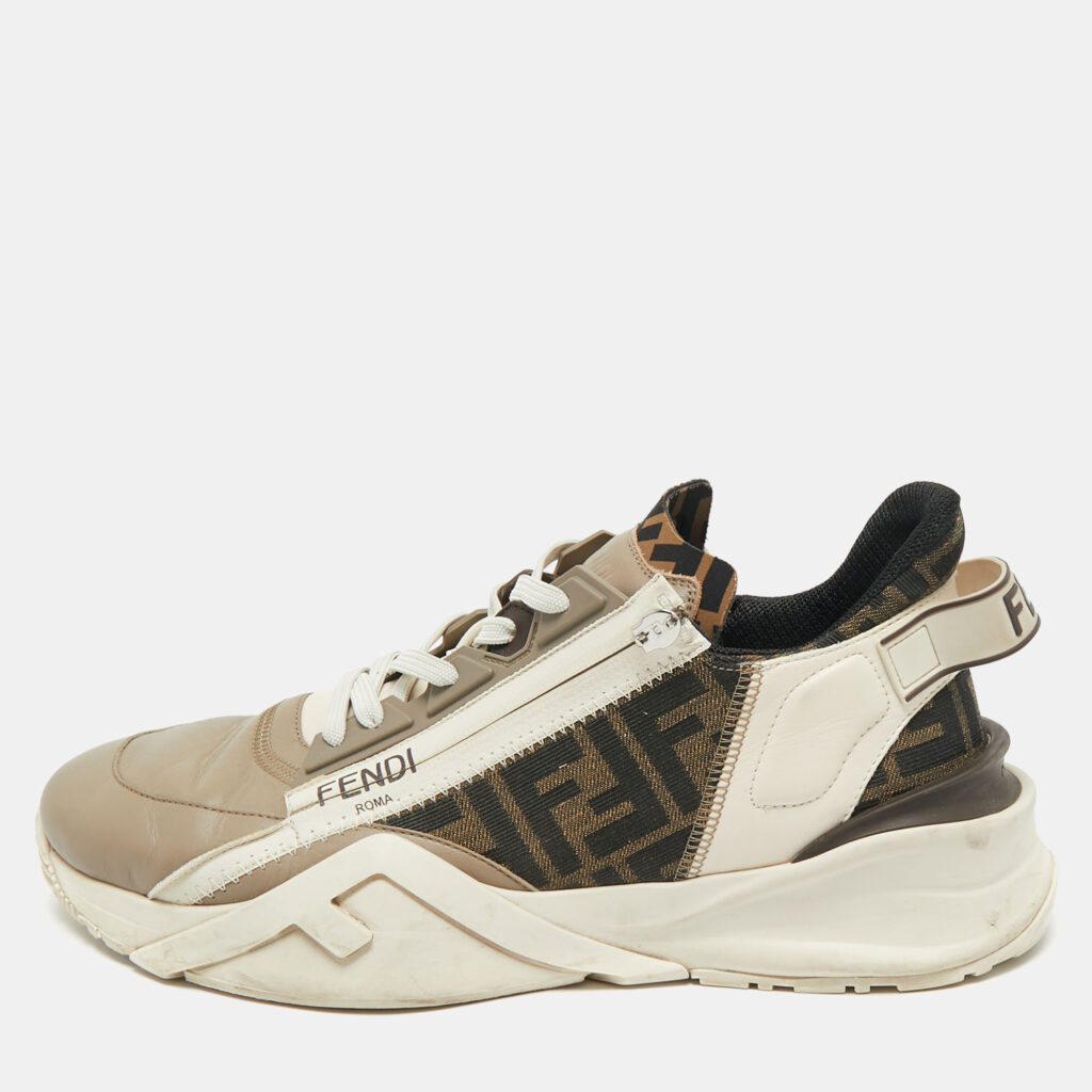 Fendi Multicolor Fabric and Leather Flow Lace Up Sneakers Size 44