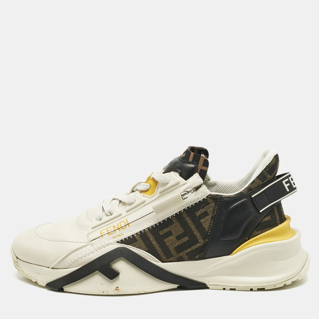 Fendi Multicolor Fabric and Leather Flow Lace Up Sneakers Size 42 Fendi Multicolor Fabric and Leather Flow Lace Up Sneakers Size 42