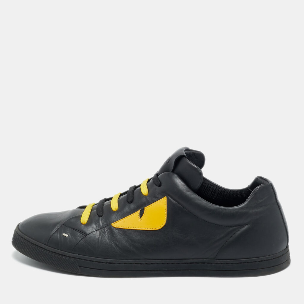 Fendi Black Leather Monster Eye Low Top Sneakers Size 45.5 Fendi Black Leather Monster Eye Low Top Sneakers Size 45.5