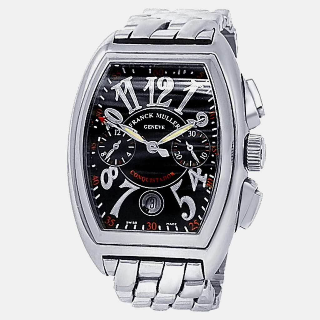 Franck Muller Conquistador 8001 CC Automatic Chronograph Black Dial Stainless Steel Men's Wristwatch 34 mm Franck Muller Conquistador 8001 CC Automatic Chronograph Black Dial Stainless Steel Men's Wristwatch 34 mm