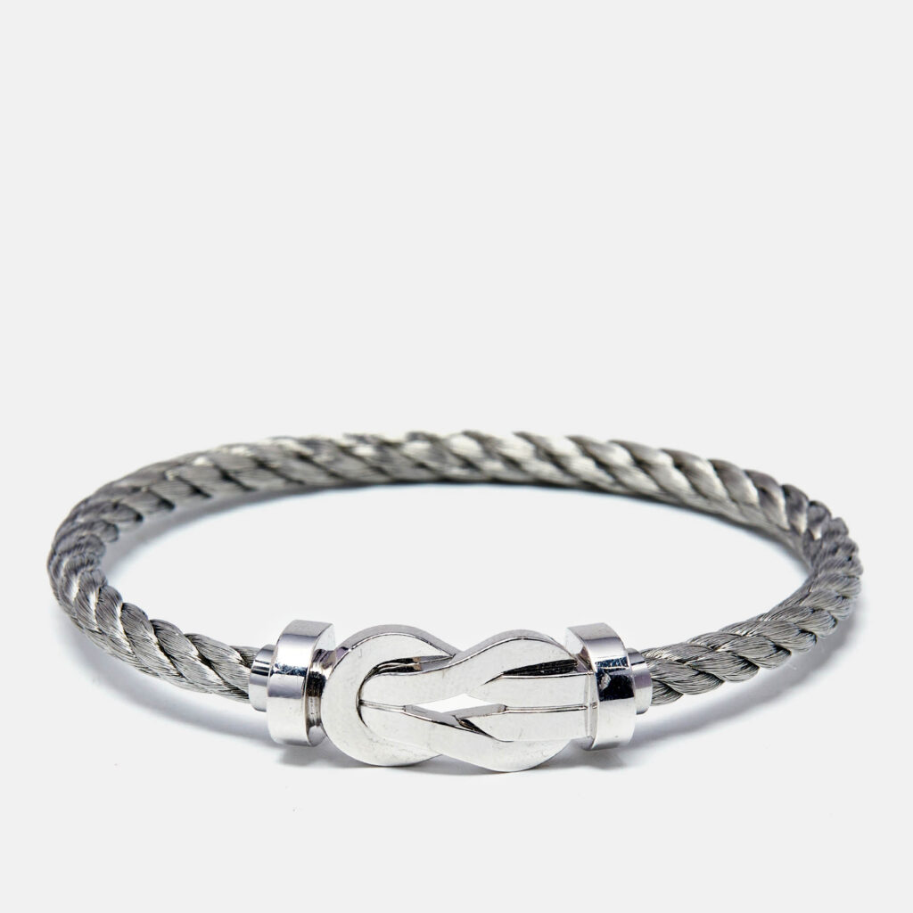 Fred Chance Infinie 18k White Gold Stainless Steel Bracelet 17