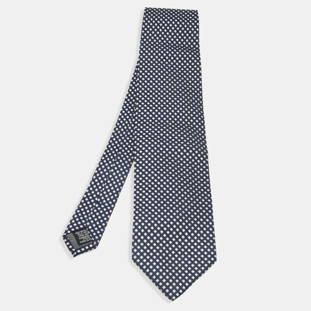 Gianfranco Ferre Grey/Blue Checkered Silk Tie Gianfranco Ferre Grey/Blue Checkered Silk Tie