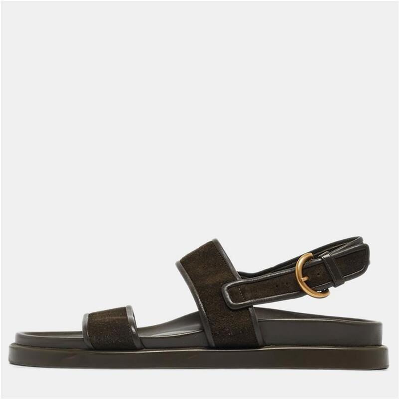 Gianvito Rossi Olive Green Leather and Suede Flat Sandals Size 42 Gianvito Rossi Olive Green Leather and Suede Flat Sandals Size 42