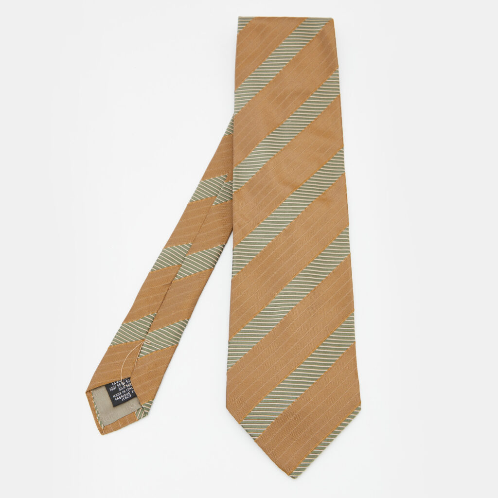 Giorgio Armani Cravatte Gold Striped Silk jacquard Tie Giorgio Armani Cravatte Gold Striped Silk jacquard Tie