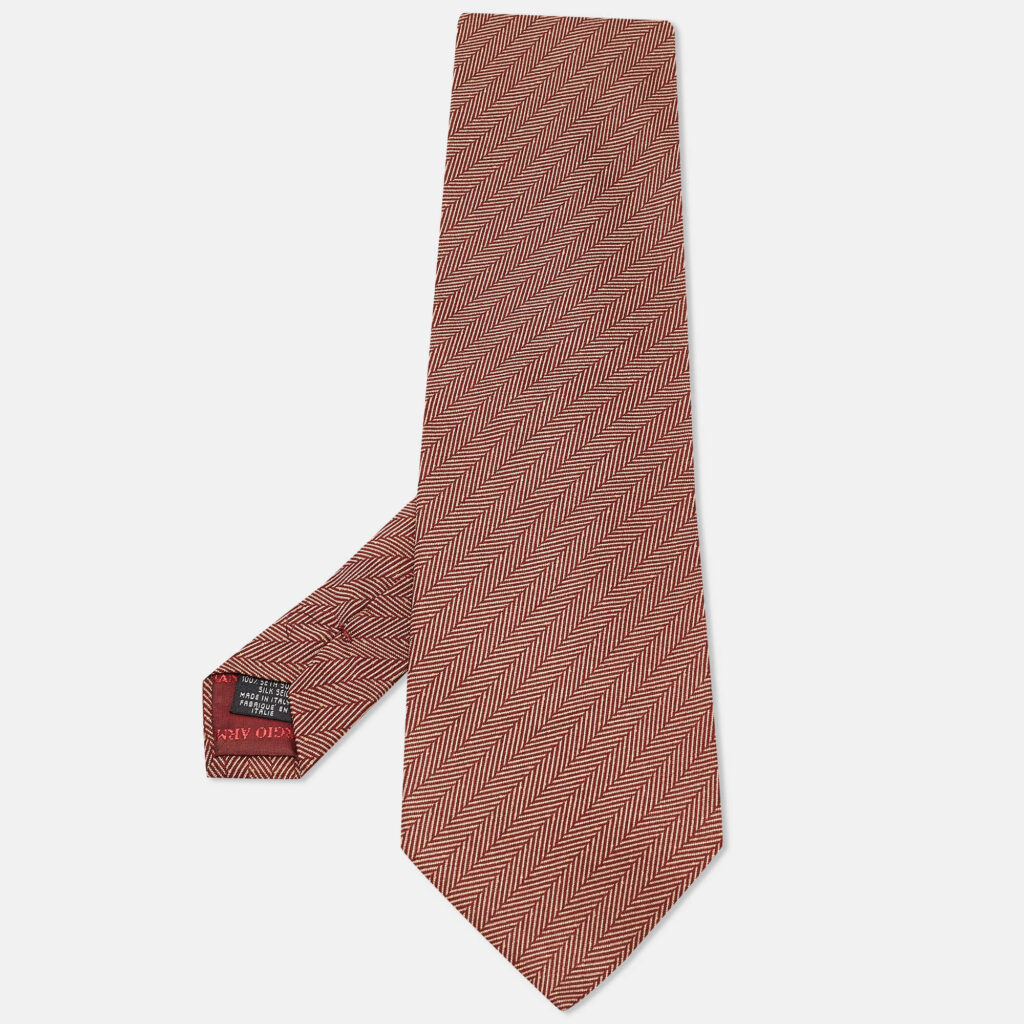 Giorgio Armani Vintage Brown Stripe Silk Traditional Tie
