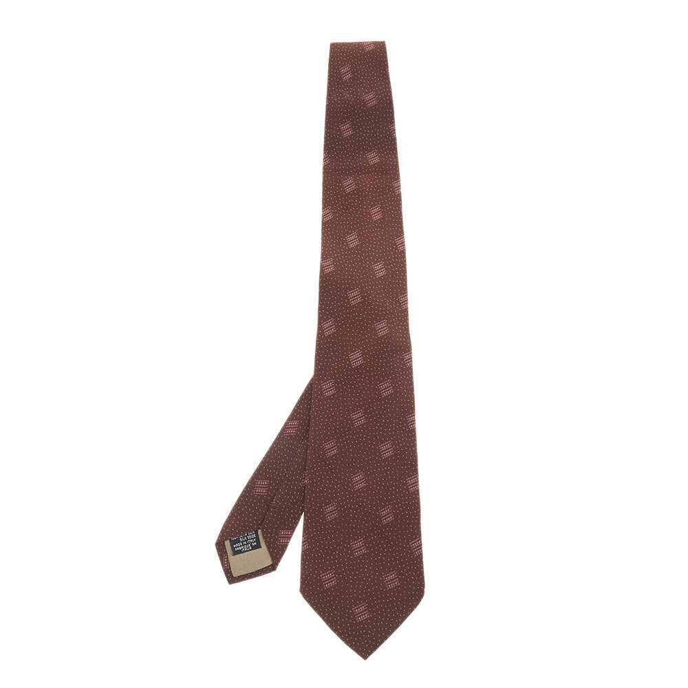 Giorgio Armani Brown Printed Silk Tie Giorgio Armani Brown Printed Silk Tie