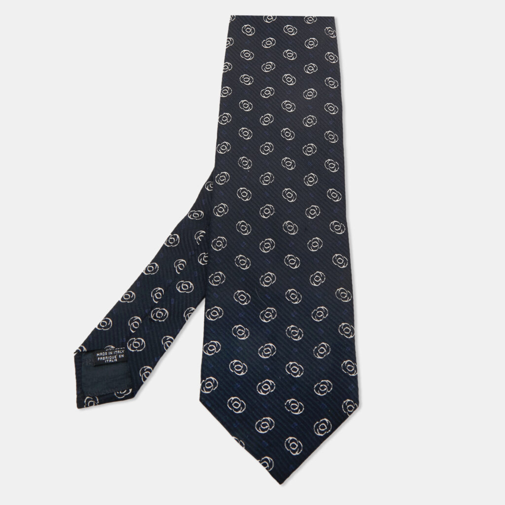 Giorgio Armani Navy Blue Abstract Printed Silk Tie Giorgio Armani Navy Blue Abstract Printed Silk Tie