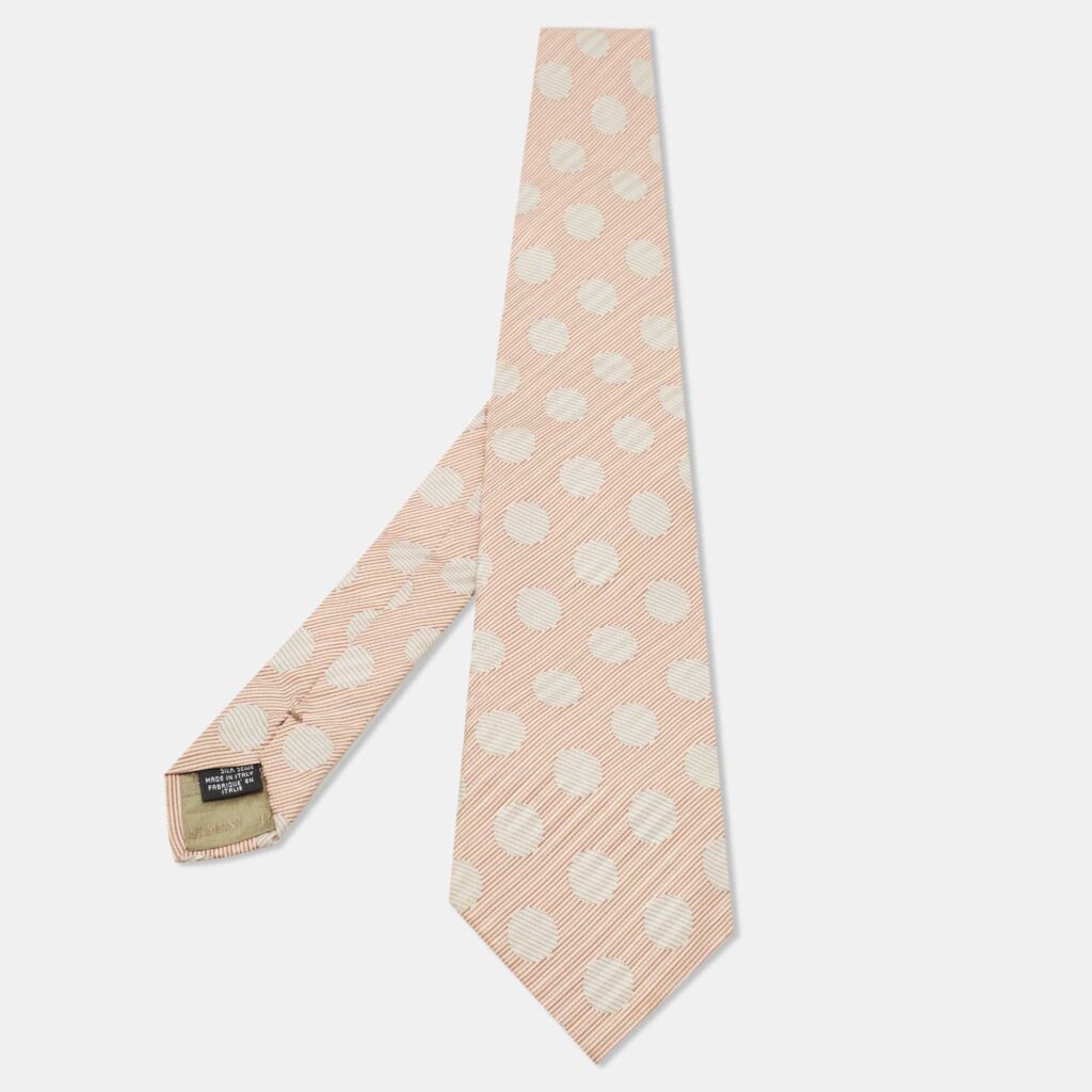 Giorgio Armani Vintage Pale Pink Polka Dot Silk Tie Giorgio Armani Vintage Pale Pink Polka Dot Silk Tie