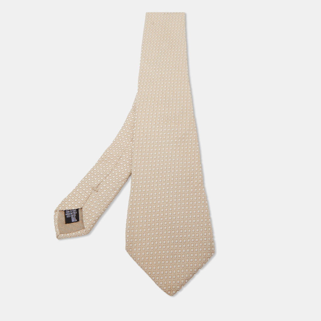 Giorgio Armani Beige Patterned Silk Tie Giorgio Armani Beige Patterned Silk Tie