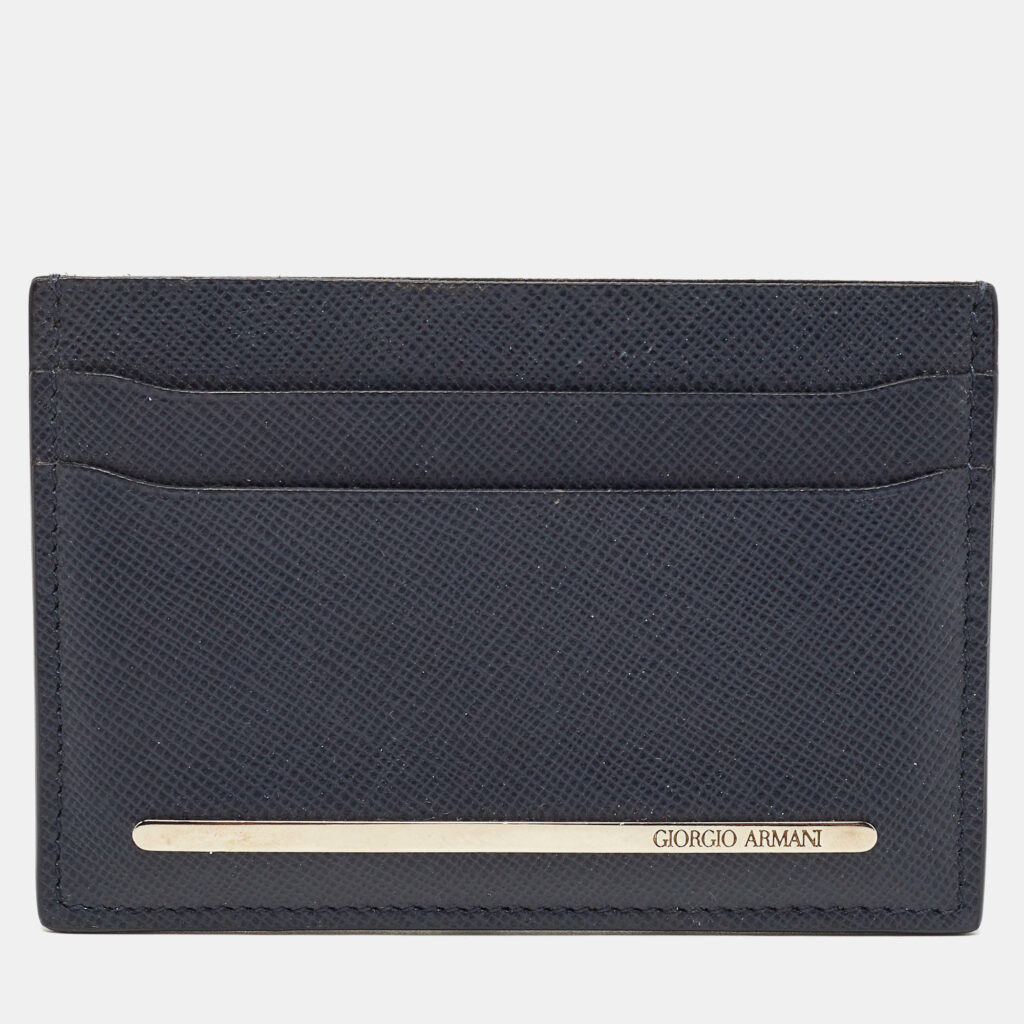 Giorgio Armani Navy Blue Leather Card Holder Giorgio Armani Navy Blue Leather Card Holder
