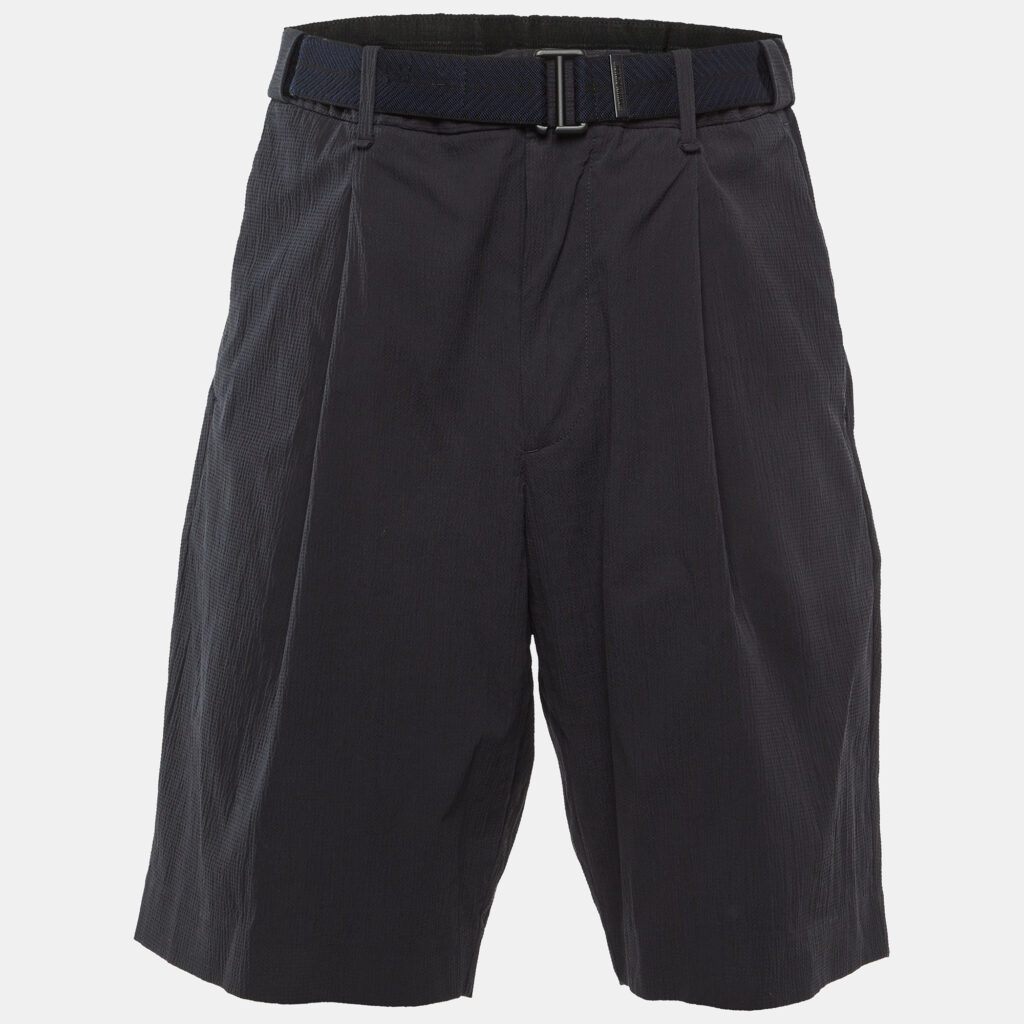 Giorgio Armani Black Cotton Belted Shorts XXL