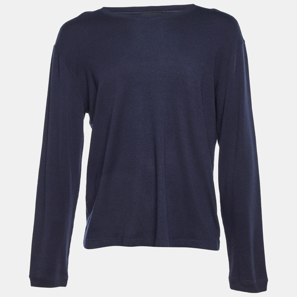 Giorgio Armani Midnight Blue Cashmere Long Sleeve Jumper 4XL Giorgio Armani Midnight Blue Cashmere Long Sleeve Jumper 4XL