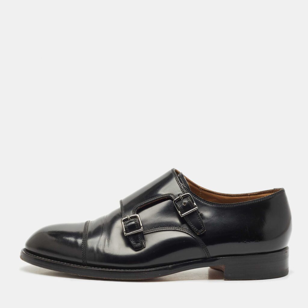 Giorgio Armani Black Leather Monk Strap Oxfords Size 42