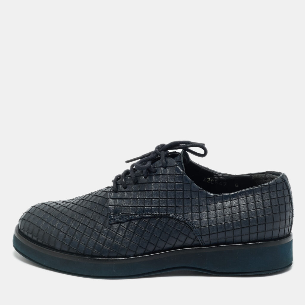 Giorgio Armani Navy Blue Woven Leather Low Top Sneakers Size 40 Giorgio Armani Navy Blue Woven Leather Low Top Sneakers Size 40