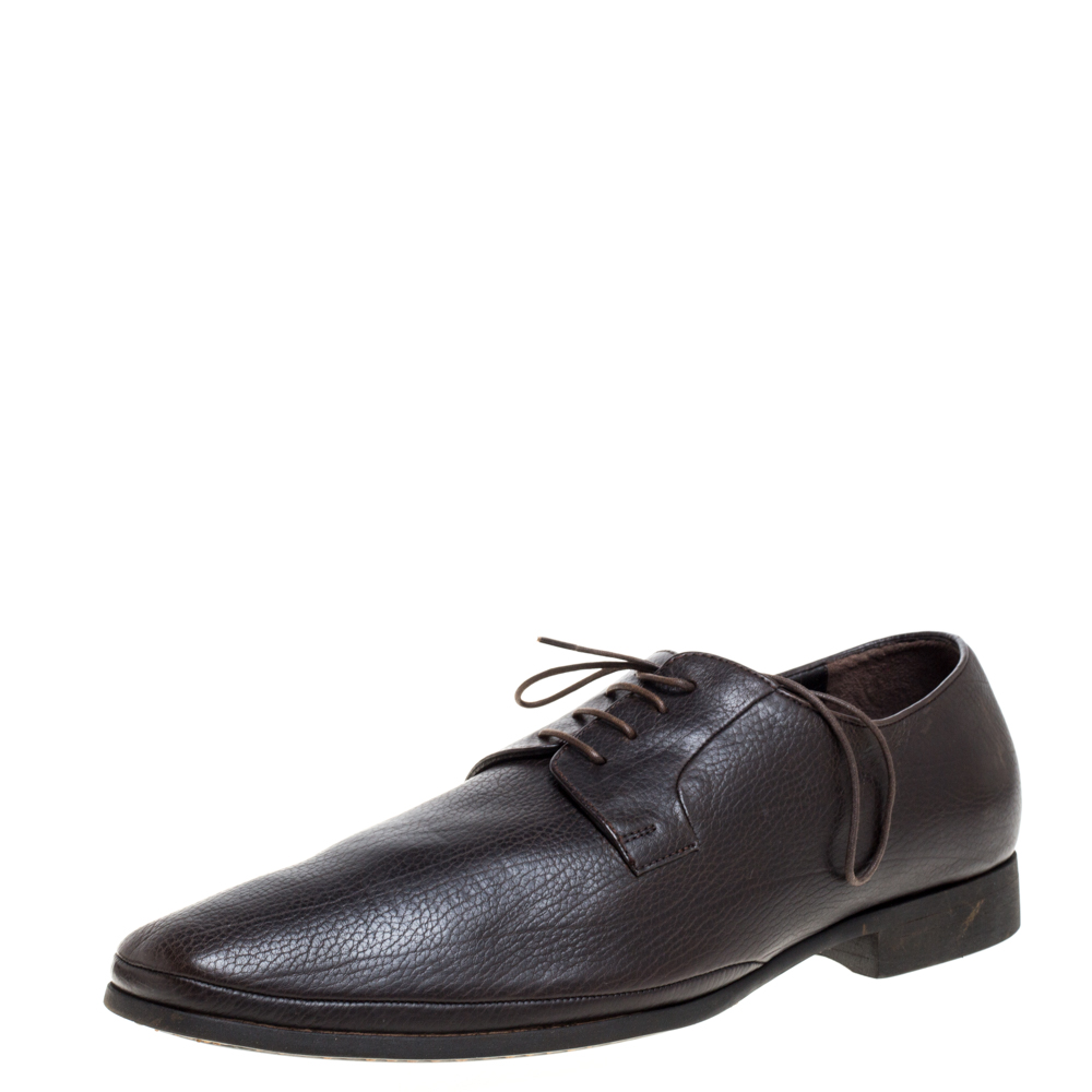 Giorgio Armani Dark Brown Leather Classic Oxfords Size 46