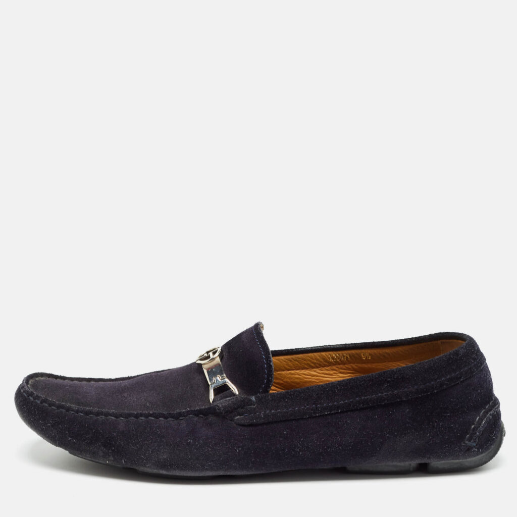 Giorgio Armani Navy Blue Suede Slip On Loafers Size 43.5 Giorgio Armani Navy Blue Suede Slip On Loafers Size 43.5