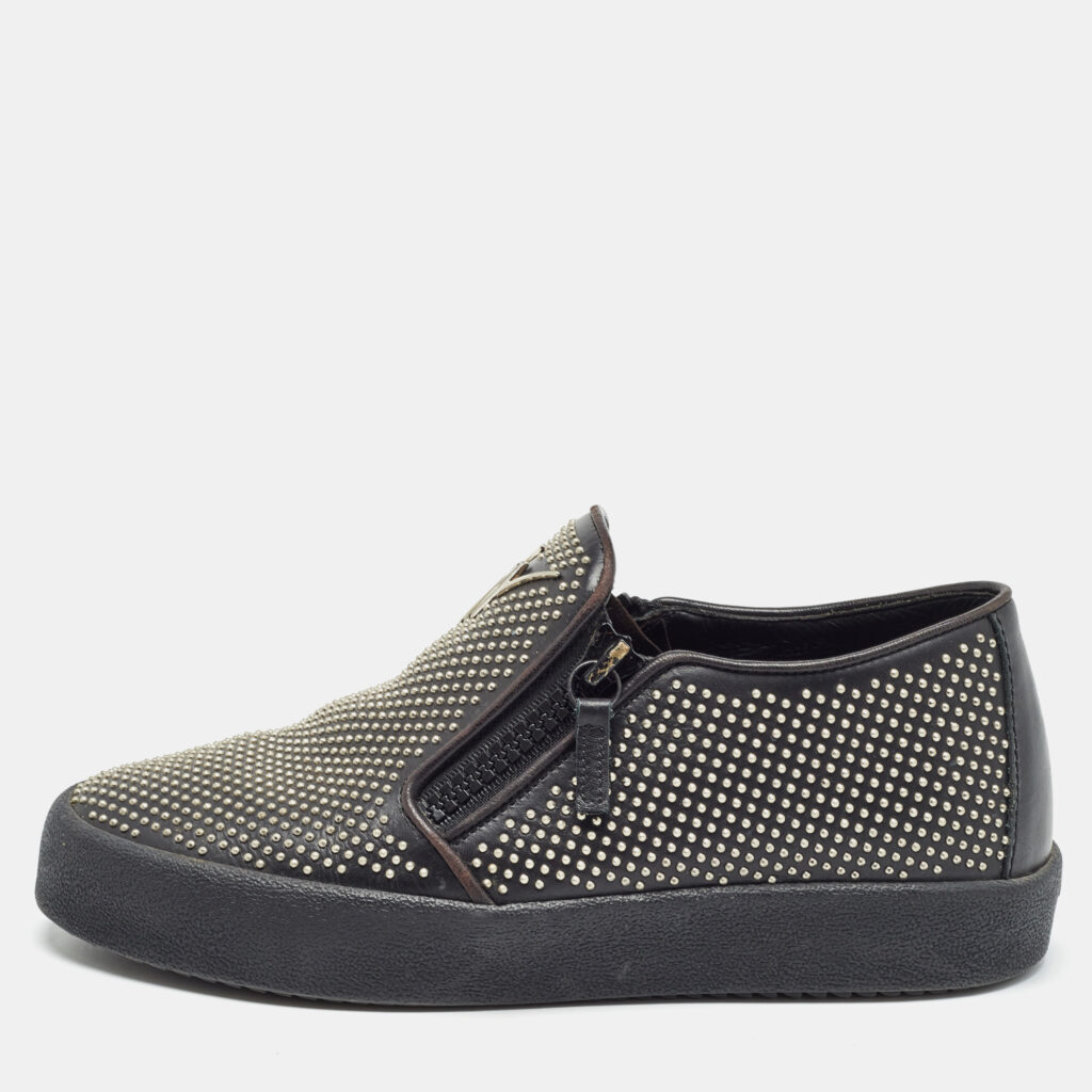 Giuseppe Zanotti Black Studded Leather Eve Slip On Sneakers Size 40 Giuseppe Zanotti Black Studded Leather Eve Slip On Sneakers Size 40