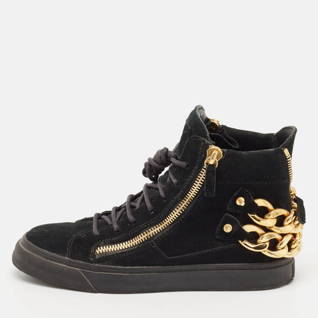 Giuseppe Zanotti Black Suede Kriss High Top Sneakers Size 39