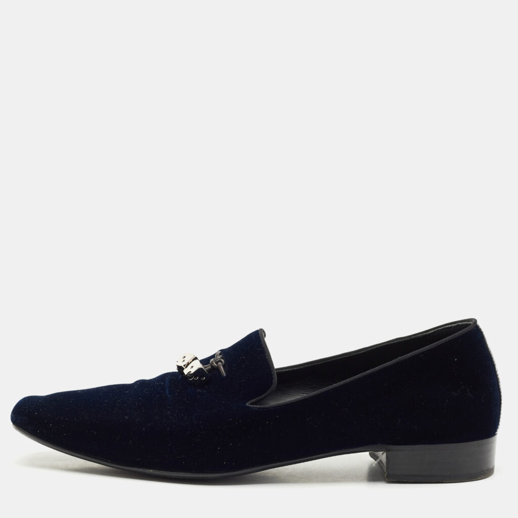 luxury-men-giuseppe-zanotti-used-shoes-p1177618-002-1.jpg Giuseppe Zanotti Blue Suede Dice Charm Slip-On Loafers Size 45