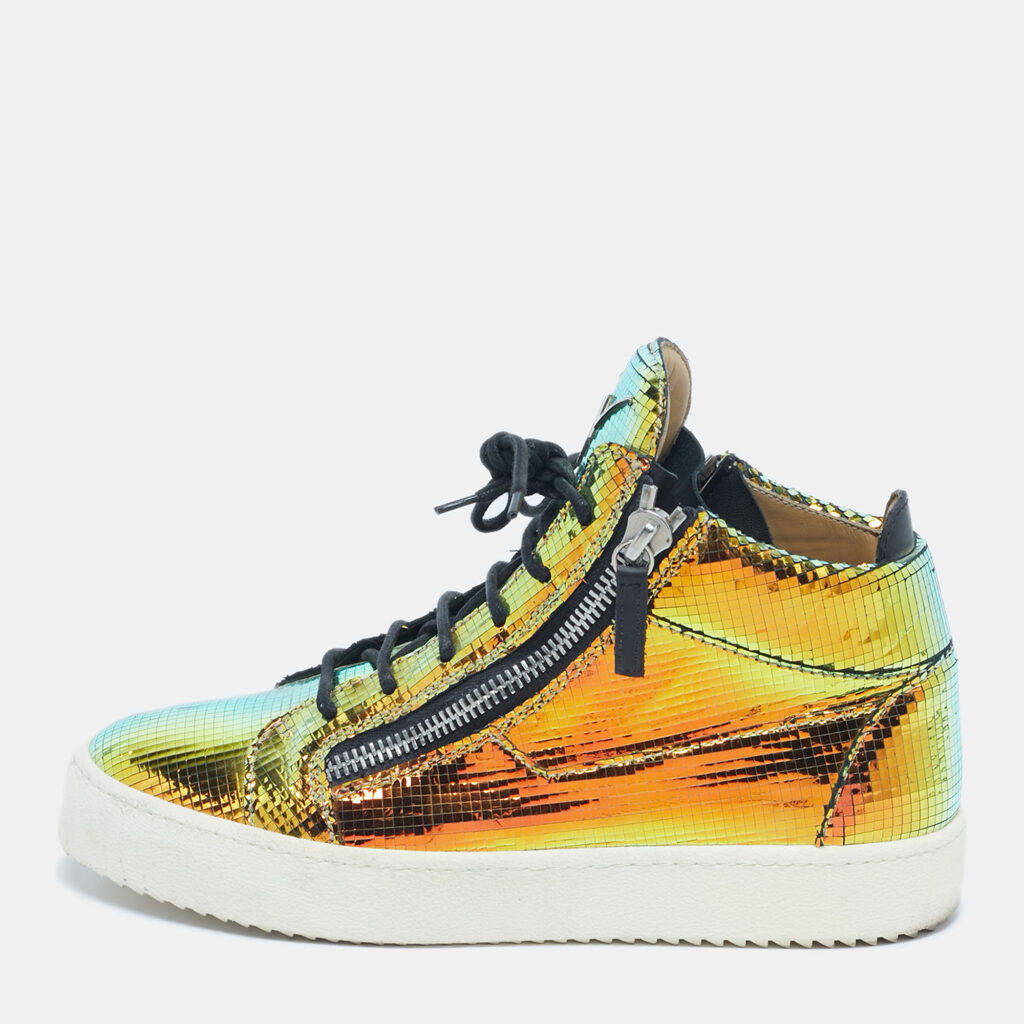 Giuseppe Zanotti Metallic Multicolor Leather Kriss High Top Sneakers Size 42.5 Giuseppe Zanotti Metallic Multicolor Leather Kriss High Top Sneakers Size 42.5